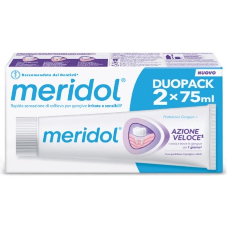 Meridol Dentifricio Azione Veloce Doppia Azione Antibatterica 2x75 ml - Colgate-Palmolive Commmerc.Srl