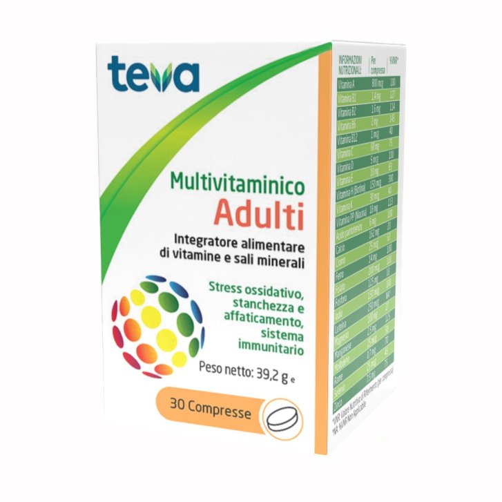 Multivitaminico Adulti Integratore Alimentare di Vitamine e Sali Minerali 30 Compresse - Teva Multivitaminico Adulti Integratore Alimentare di Vitamine e Sali Minerali 30 Compresse - Teva
