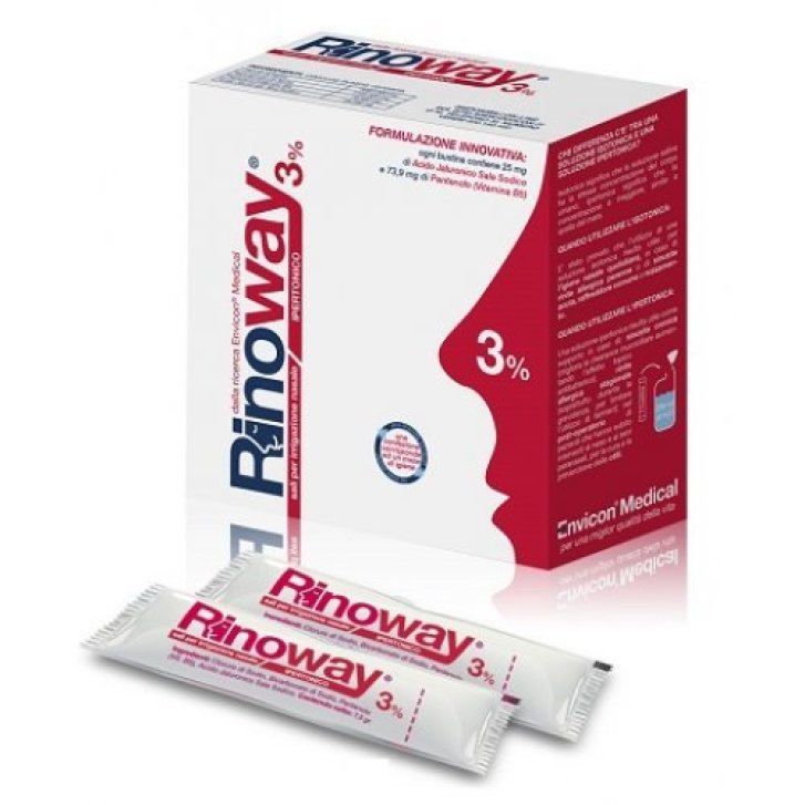 Rinoway 3% Sali Ipertonici per Irrigazione Nasale con Acido Ialuronico 60 Bustine - Envicon Medical Rinoway 3% Sali Ipertonici per Irrigazione Nasale con Acido Ialuronico 60 Bustine - Envicon Medical