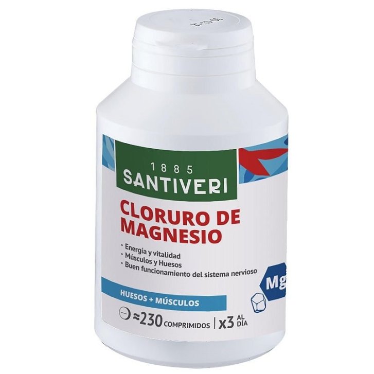 Magnesio Cloruro Integratore per Funzione Muscolare e Psicologica 230 Compresse - Santiveri