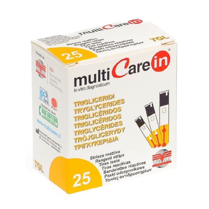 Test Trigliceridi Multicare In Strisce per Sangue Capillare 25 Pezzi - Biochemical Systems International S.p.A.