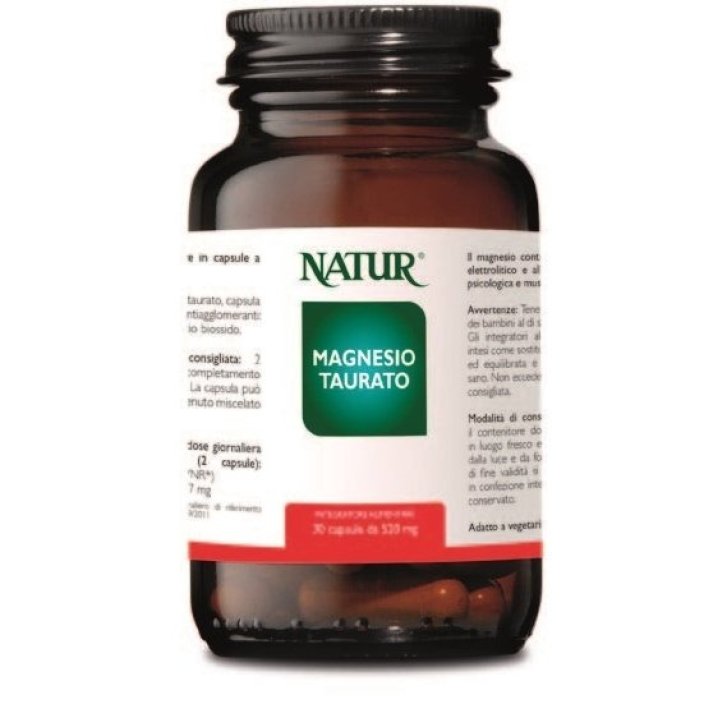 Magnesio Taurato Integratore Alimentare per Stanchezza e Funzione Muscolare 30 Capsule - NATUR