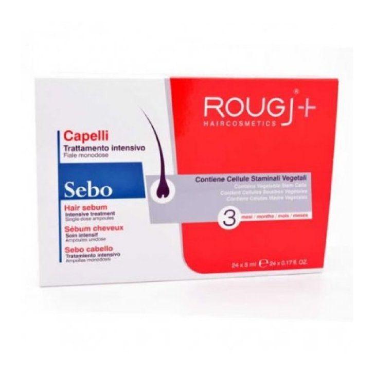 Rougj+ Sebo Lozione Capillare Sebo-Normalizzante e Dermopurificante 24 Fiale da 5 ml - Rougj