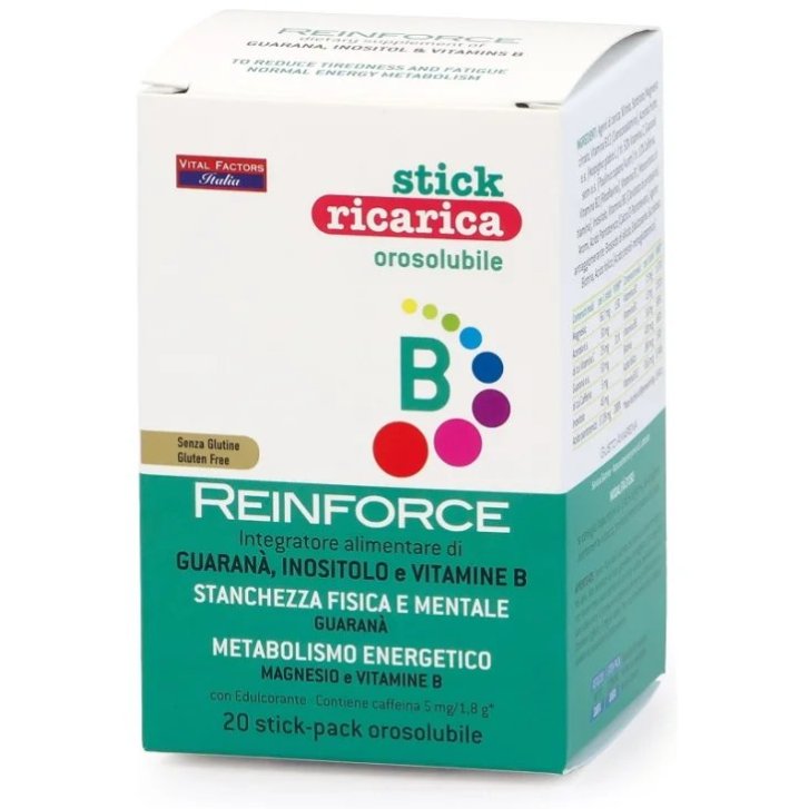 Reinforce Vitamine B Integratore con Acerola Guaranà e Magnesio 20 Stick - Vital Factors