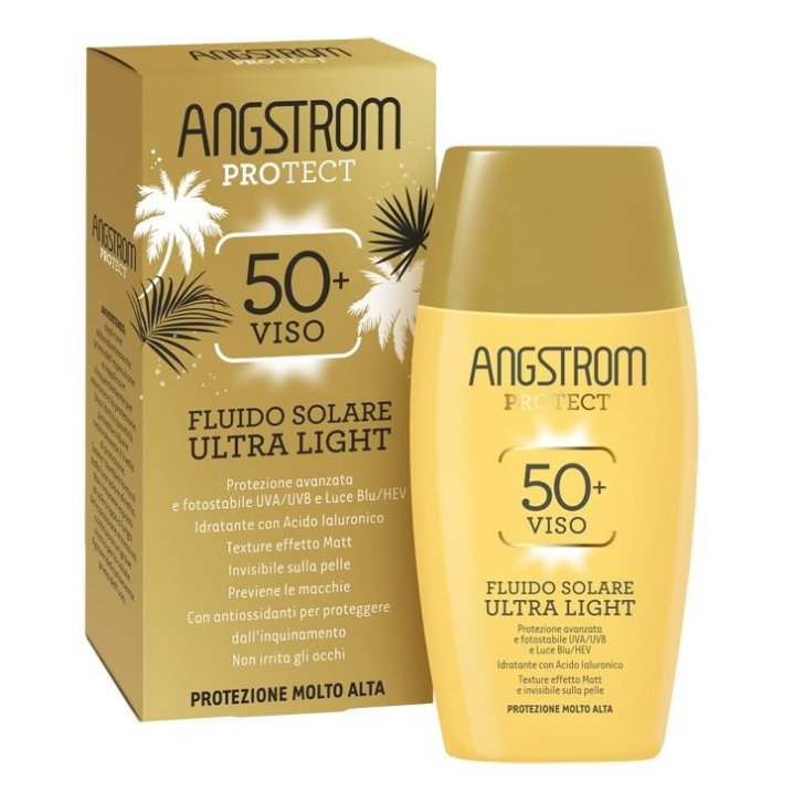 Angstrom Fluido Solare Viso Ultra Light SPF50+ con Acido Ialuronico 40 ml - Angstrom