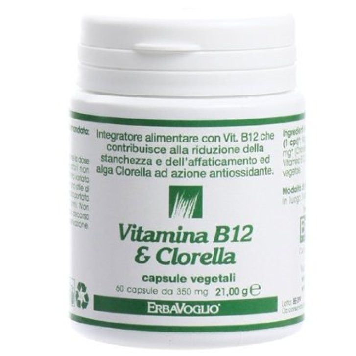 Vitamina B12 + Clorella Integratore Antiossidante Riduzione Stanchezza 60 Capsule - ERBAVOGLIO