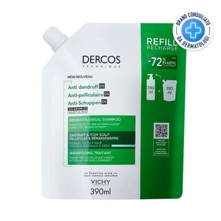 Dercos Technique Shampoo Antiforfora per Capelli da Normali a Grassi 390 ml - Vichy