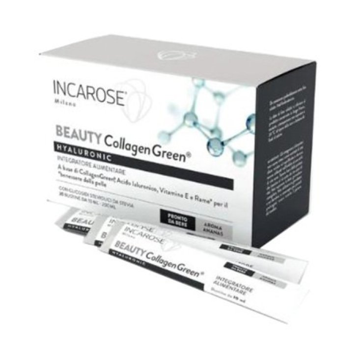 Hyaluronic Beauty Collagen Green Integratore con Acido Ialuronico e Collagene 20 Bustine - Incarose