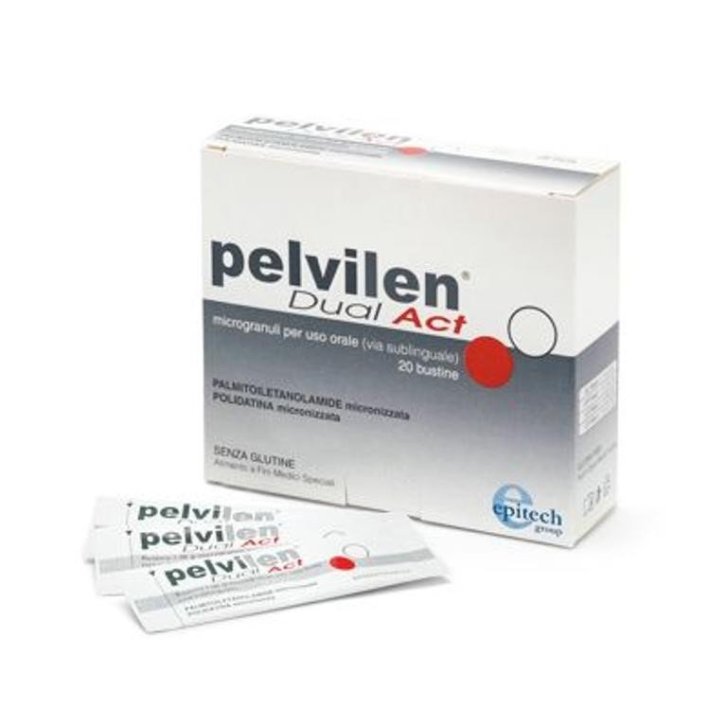 Pelvilen Dual Act Integratore con Palmitoiletanolamide e Polidatina 20 Bustine - Epitech Group Pelvilen Dual Act Integratore con Palmitoiletanolamide e Polidatina 20 Bustine - Epitech Group