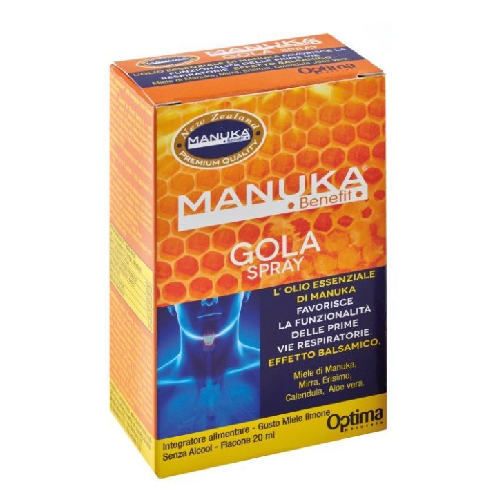 Manuka Benefit Gola Spray Integratore con Miele di Manuka e Mirra 20 ml - Optima Naturals Srl