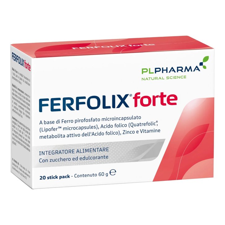 Ferfolix Forte Integratore di Ferro Pirofosfato Microincapsulato con Acido Folico Vitamine B2 B6 B12 C 20 Stick Pack - PL Pharma Srl Ferfolix Forte Integratore di Ferro Pirofosfato Microincapsulato con Acido Folico Vitamine B2 B6 B12 C 20 Stick Pack - PL Pharma Srl