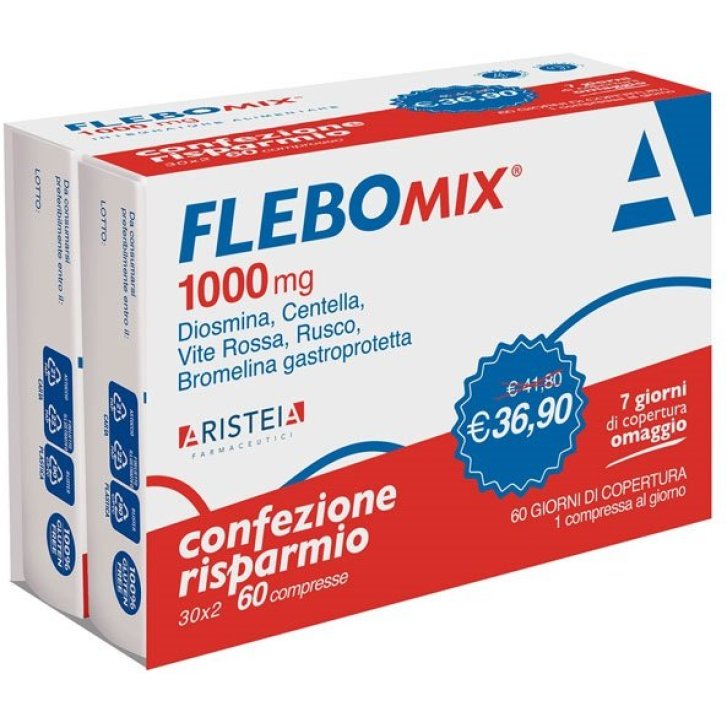 Flebomix 1000 Integratore per la Circolazione con Diosmina Centella e Vite Rossa 60 Compresse - Aristeia Farmaceutici Srl