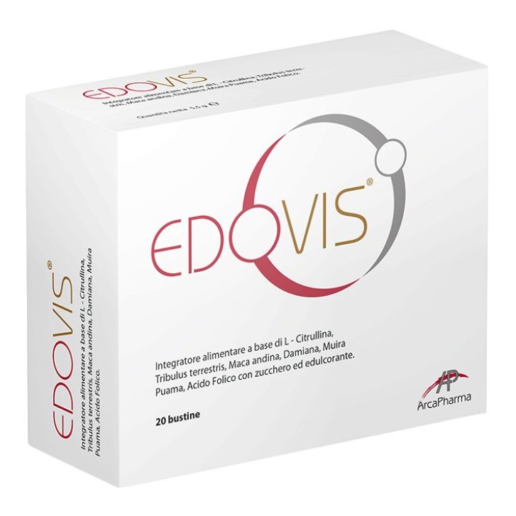 Edovis Integratore Alimentare con L-Citrullina e Tribulus Terrestris 20 Bustine - ARCAPHARMA Srl Edovis Integratore Alimentare con L-Citrullina e Tribulus Terrestris 20 Bustine - ARCAPHARMA Srl