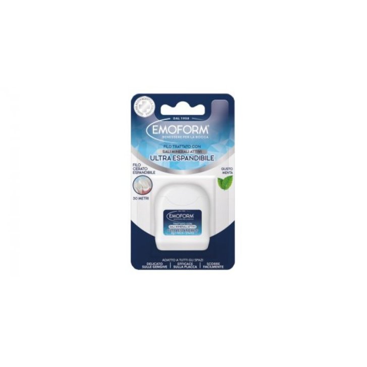 Emoform Filo Interdentale Ultraespandibile con Sali Minerali Attivi 30 Metri - Polifarma Benessere Srl