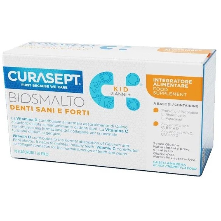Curasept Biosmalto Kid Integratore Liquido con Lactobacilli Vitamine e Zinco 10 Flaconcini - Curasept