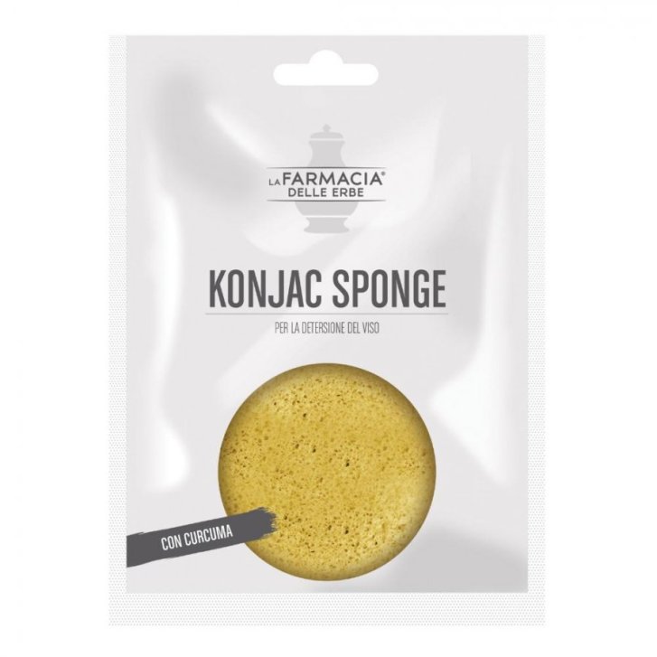 Spugna Konjac con Curcuma Detergente Esfoliante Delicata 1 Pezzo - FARM. DELLE ERBE (DIV.COSWELL)