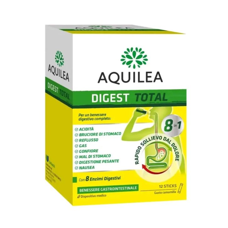 Aquilea Digest Total Dispositivo Medico con Enzimi Digestivi e Azione Antiacida 12 Stick - Aquilea