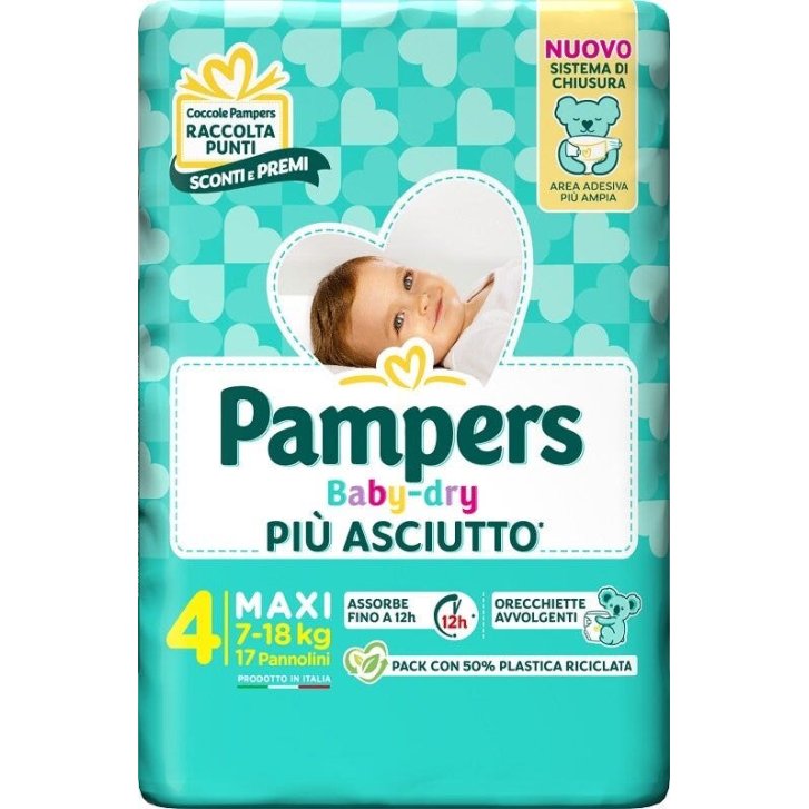 Pampers Baby Dry Pannolino Maxi Taglia 4 (7-18 kg) 17 Pezzi - Pampers Pampers Baby Dry Pannolino Maxi Taglia 4 (7-18 kg) 17 Pezzi - Pampers