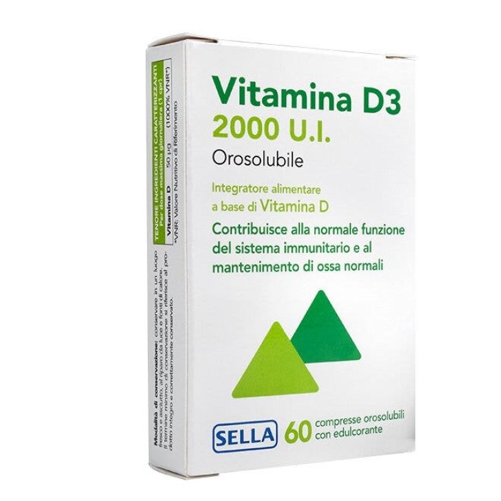 Vitamina D3 2000 UI Integratore Alimentare per Sistema Immunitario e Ossa 60 Compresse Orosolubili - Sella Vitamina D3 2000 UI Integratore Alimentare per Sistema Immunitario e Ossa 60 Compresse Orosolubili - Sella