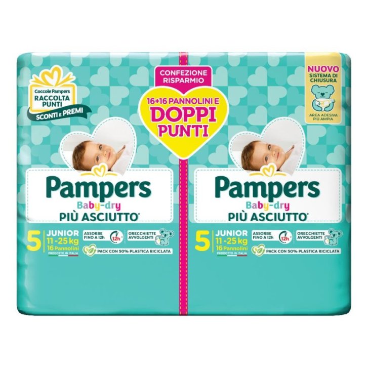 Pampers Baby Dry Pannolino Duo Downcount Junior 32 Pezzi - Pampers Pampers Baby Dry Pannolino Duo Downcount Junior 32 Pezzi - Pampers
