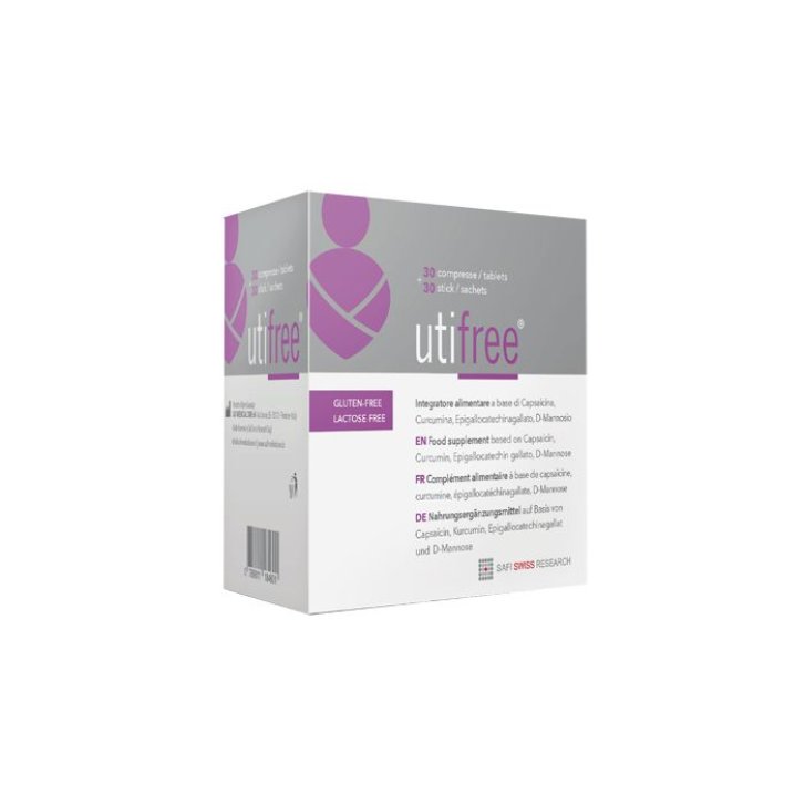 Utifree Integratore Alimentare con Capsaicina Curcumina e D-Mannosio 30 Compresse + 30 Stick - Safi Medical Care Srl Utifree Integratore Alimentare con Capsaicina Curcumina e D-Mannosio 30 Compresse + 30 Stick - Safi Medical Care Srl