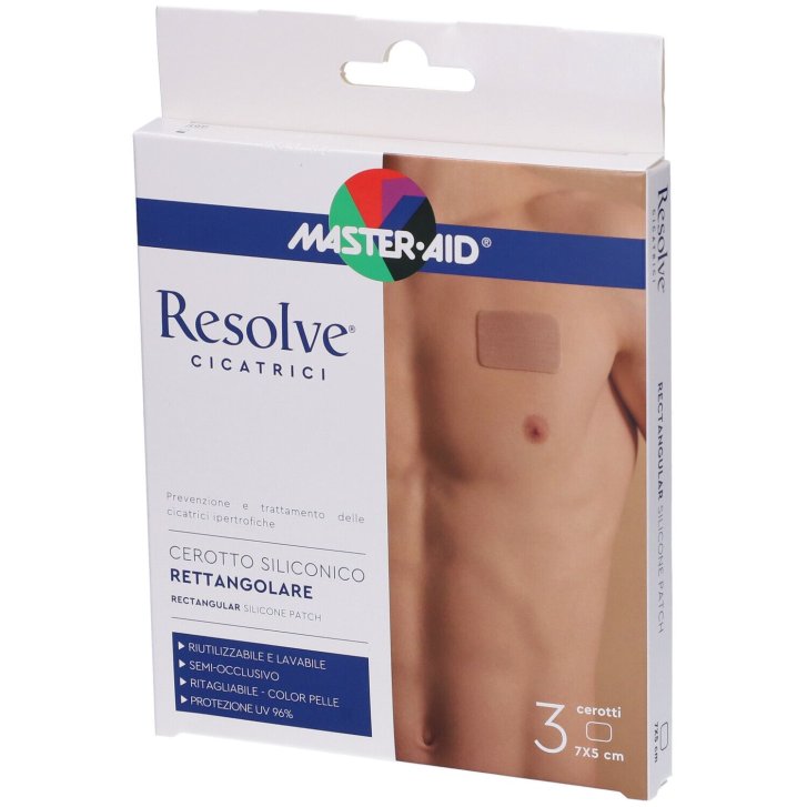 Resolve Cicatrici Skin Protezione Adesiva SPF50+ per Cicatrici Ipertrofiche 3 Pezzi da 7x5 cm - Resolve