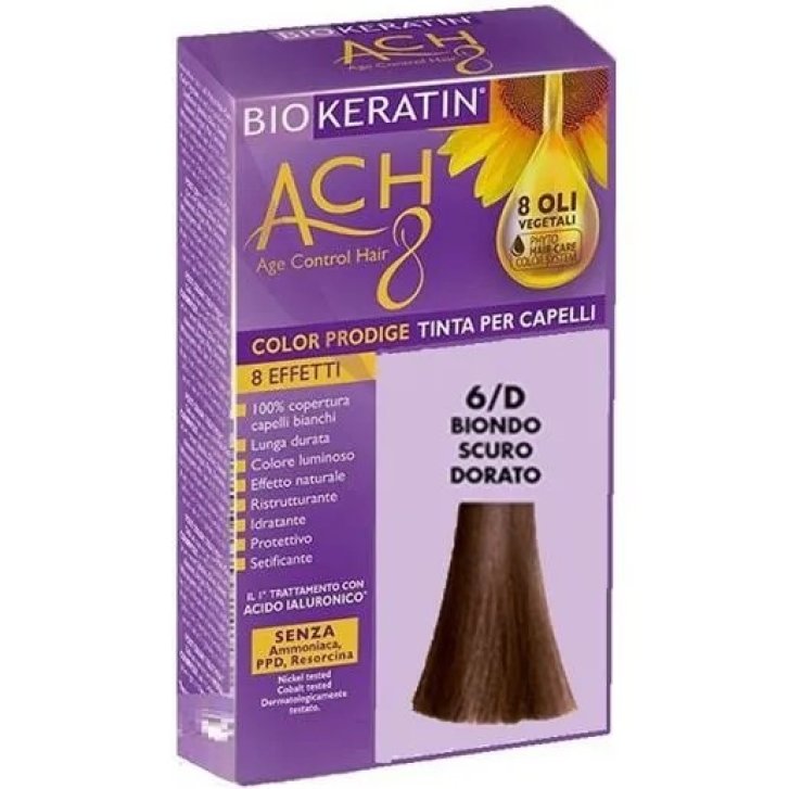 Biokeratin ACH8 Color Prodige Tinta per Capelli con Acido Ialuronico e 8 Oli Vegetali 6/D Biondo Scuro Dorato - Biokeratin