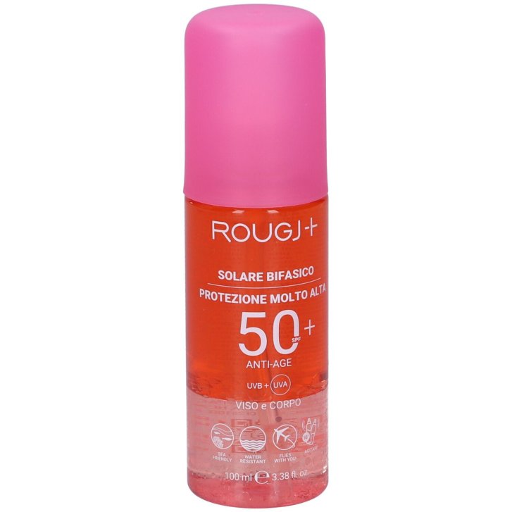 Rougj Solare Bifasico SPF50+ Anti-Age con Estratto di Opuntia e Thermus Thermophillus 100 ml - Rougj