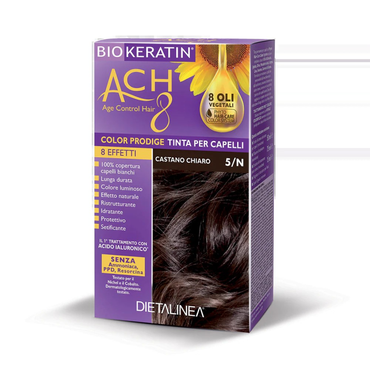 Biokeratin ACH8 Tinta per Capelli con Hyalu Colorplex e 8 Oli Vegetali 5/N Castano Chiaro - BIOKERATIN