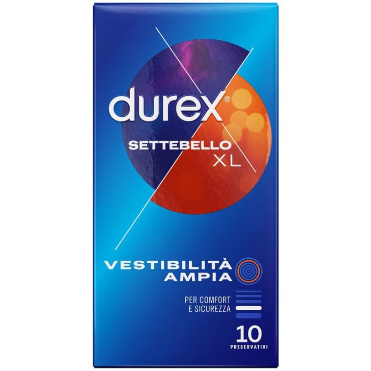 Durex Settebello Xl Preservativo Extralarge con Lubrificante a Base Siliconica 10 Pezzi - Durex Durex Settebello Xl Preservativo Extralarge con Lubrificante a Base Siliconica 10 Pezzi - Durex