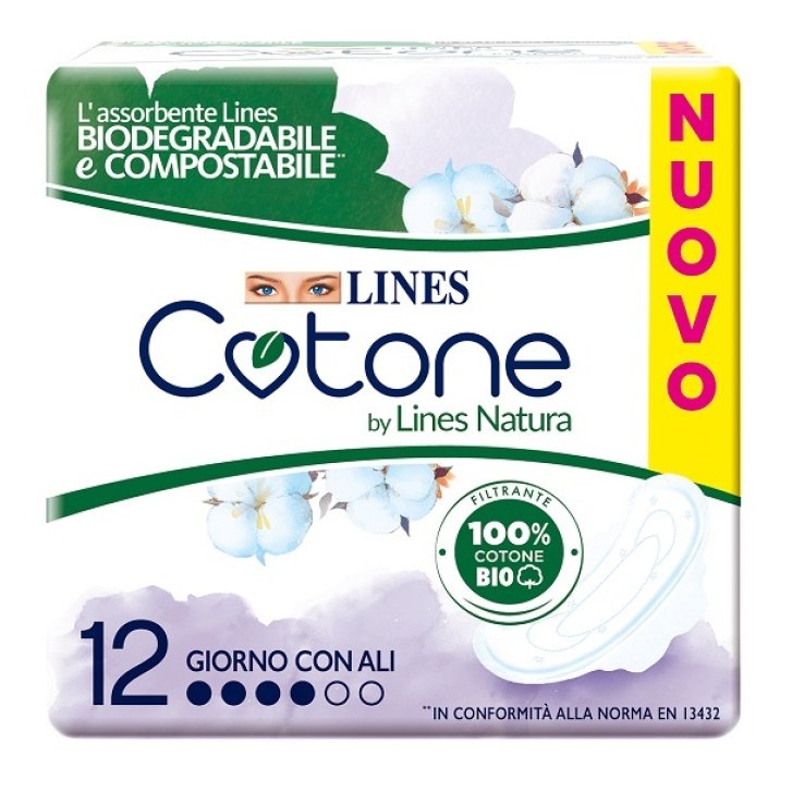 Lines Cotone Bio Ultra Ali Assorbenti con Ali 100% Cotone Biologico 12 Pezzi - Lines Lines Cotone Bio Ultra Ali Assorbenti con Ali 100% Cotone Biologico 12 Pezzi - Lines