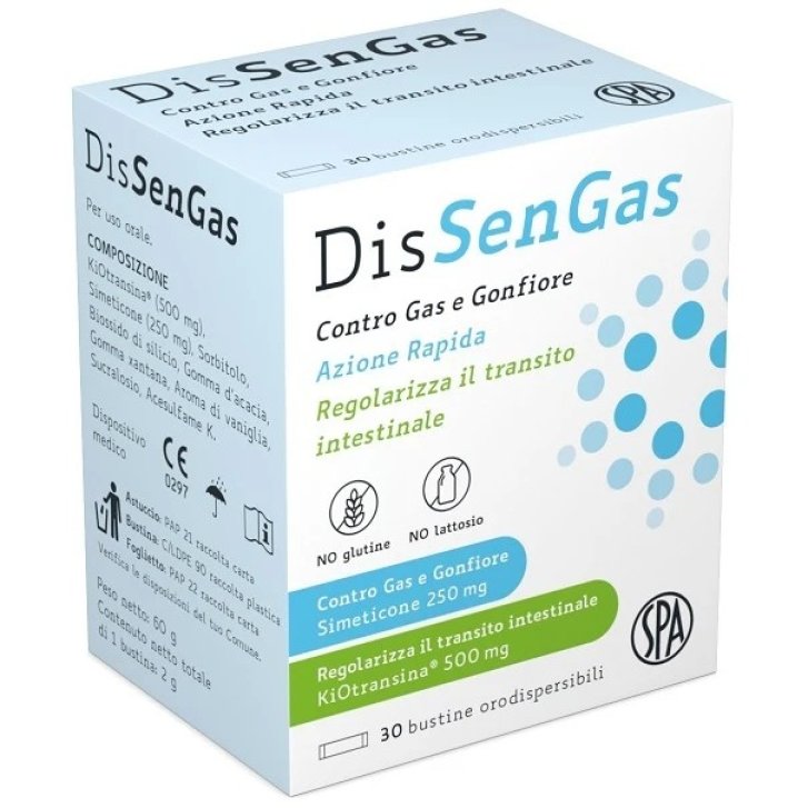 DisSenGas Dispositivo Medico per Gas Intestinale e Gonfiore 30 Bustine Orodispersibili - SPA DisSenGas Dispositivo Medico per Gas Intestinale e Gonfiore 30 Bustine Orodispersibili - SPA