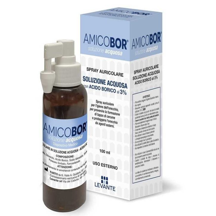 Amicobor Soluzione Acquosa per Igiene Orecchio Anticerume 100ml - Levante Amicobor Soluzione Acquosa per Igiene Orecchio Anticerume 100ml - Levante