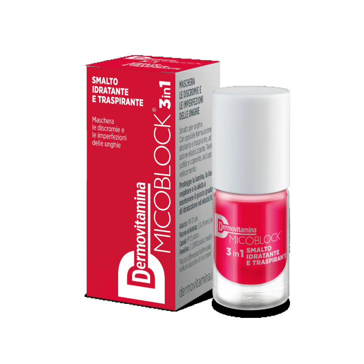 Dermovitamina Micoblock 3 In 1 Smalto Idratante Traspirante Rosso 5ml - Dermovitamina