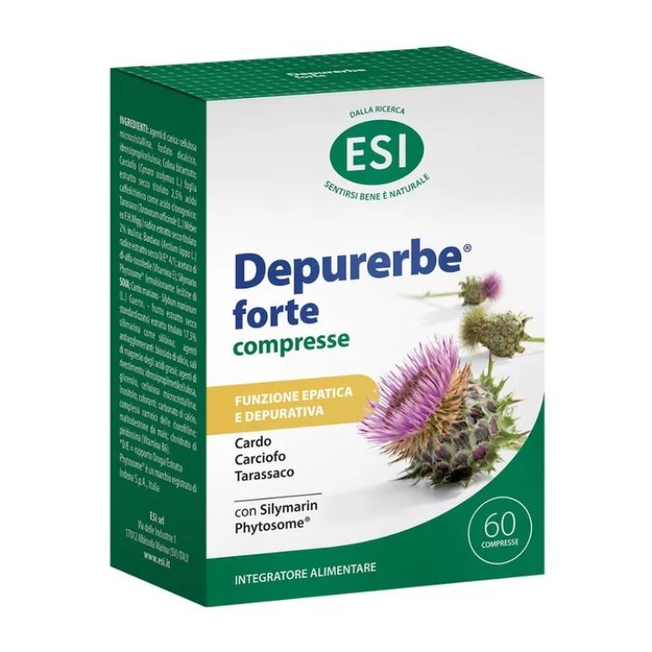 Depurerbe Forte Integratore Alimentare Depurativo con Silymarin Phytosome 60 Compresse - ESI Depurerbe Forte Integratore Alimentare Depurativo con Silymarin Phytosome 60 Compresse - ESI