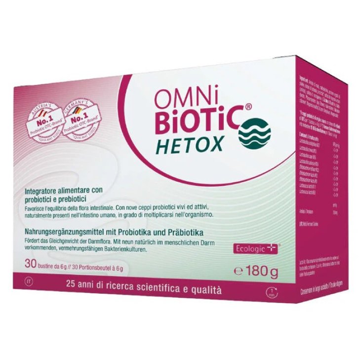 Omni Biotic Hetox Integratore Probiotici per Fegato e Intestino 30 Bustine da 6 g - Institut Allergosan GmbH