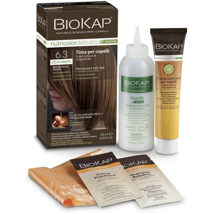 Biokap Nutricolor Delicato Rapid 6.30 Biondo Scuro Dorato 135 ml - Bios Line Biokap Nutricolor Delicato Rapid 6.30 Biondo Scuro Dorato 135 ml - Bios Line