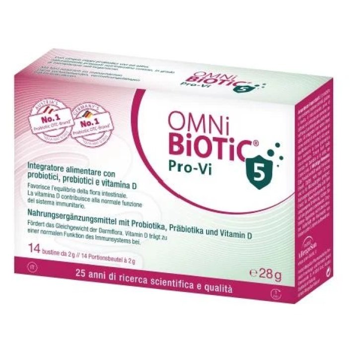 Omni Biotic Pro-Vi 5 Integratore Alimentare con Probiotici e Vitamina D 14 Bustine da 2 g - Institut Allergosan GmbH