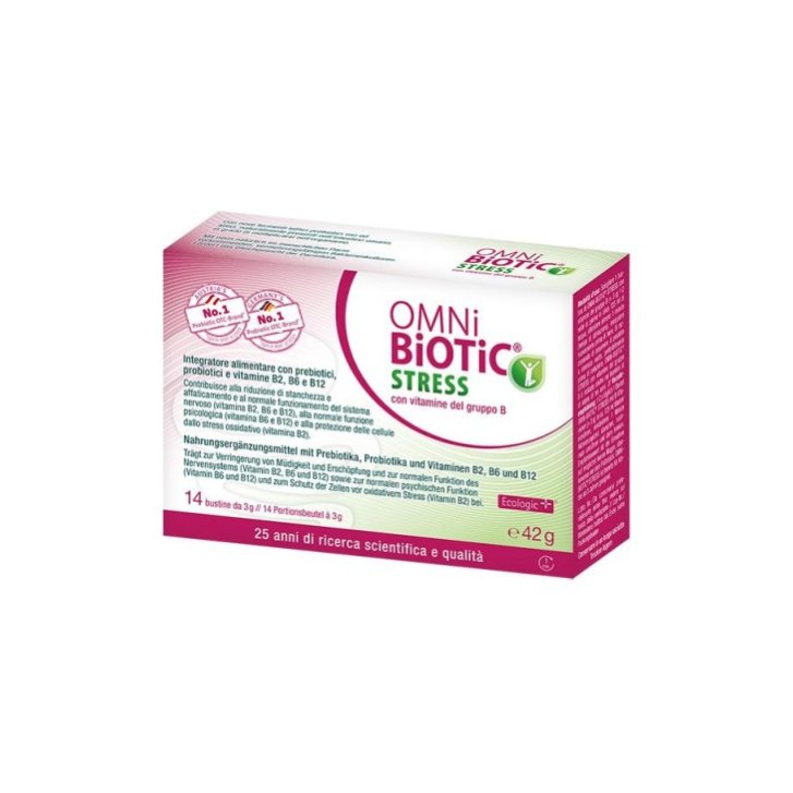 Omni Biotic Stress Integratore Alimentare con Vitamine B2 B6 B12 14 Bustine da 3 g - Institut Allergosan Omni Biotic Stress Integratore Alimentare con Vitamine B2 B6 B12 14 Bustine da 3 g - Institut Allergosan
