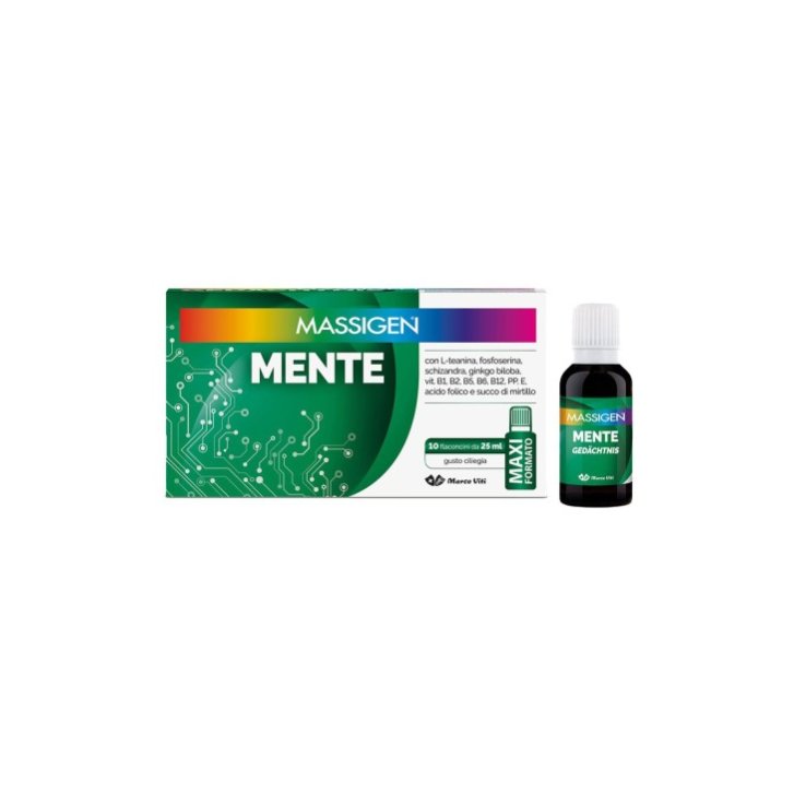 Massigen Mente Integratore Tonico-Adattogeno per Funzione Cerebrale 10 Flaconcini da 25 ml - Massigen