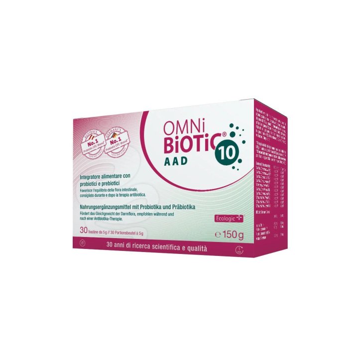 Omni Biotic 10 AAD Integratore Probiotico con 10 Ceppi 30 Bustine da 5 g - Institut Allergosan
