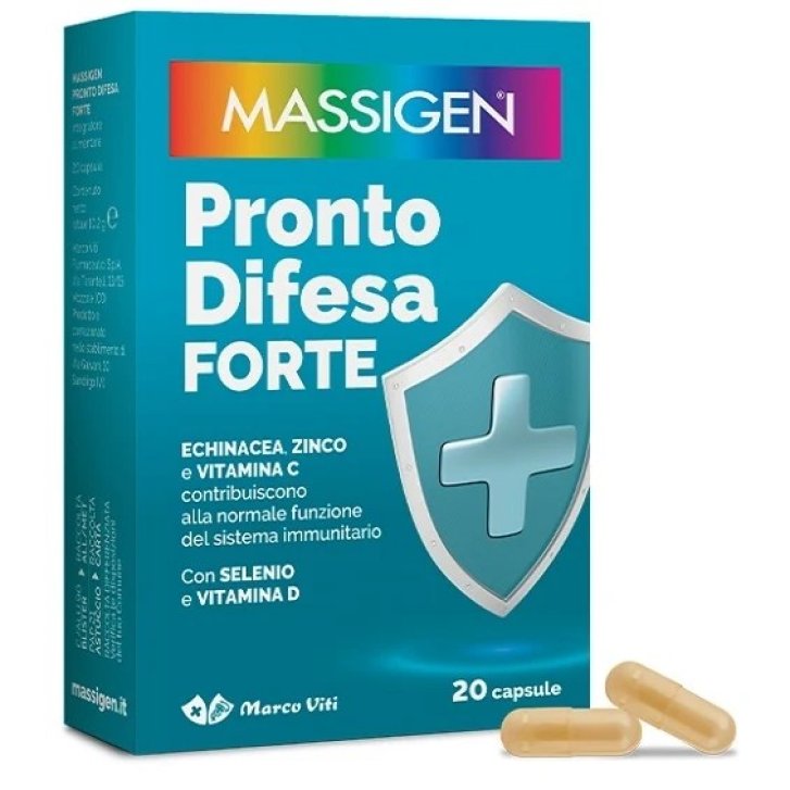 Massigen Pronto Difesa Forte Integratore Alimentare con Echinacea Zinco Vitamina C e D 20 Capsule - Massigen