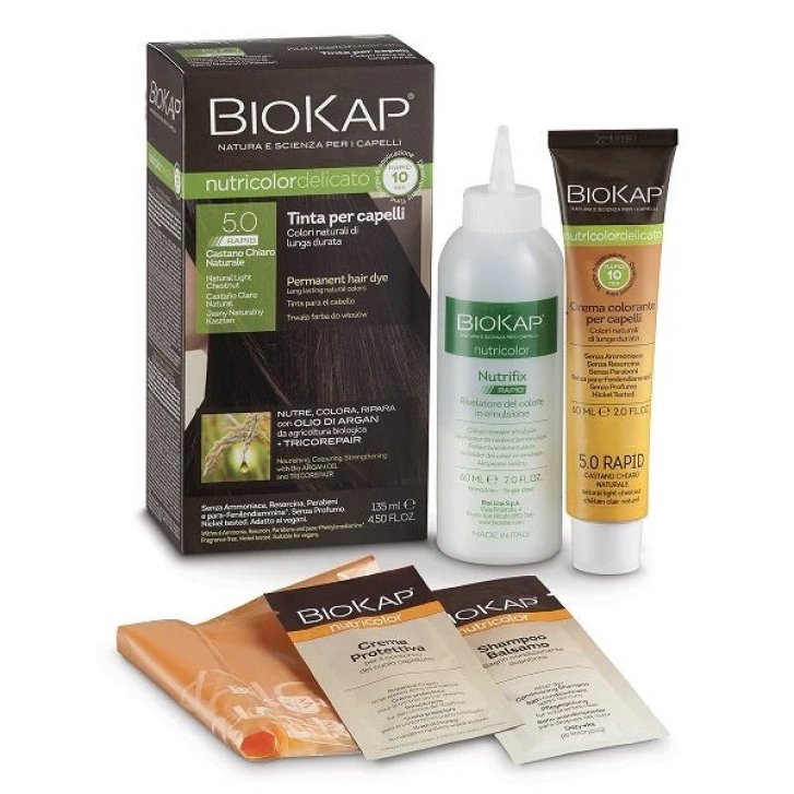 Biokap Nutricolor Delicato Rapid Tinta 5.0 Castano Chiaro Naturale 135 ml - Bios Line Biokap Nutricolor Delicato Rapid Tinta 5.0 Castano Chiaro Naturale 135 ml - Bios Line