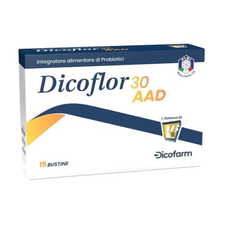 Dicoflor 30 AAD Integratore Alimentare di Probiotici per Flora Intestinale 15 Bustine - Dicofarm