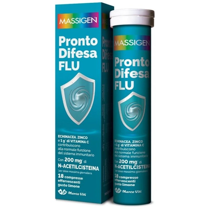 Massigen Pronto Difesa Flu Integratore per Difese Naturali con Echinacea e Vitamina C 18 Compresse - Massigen
