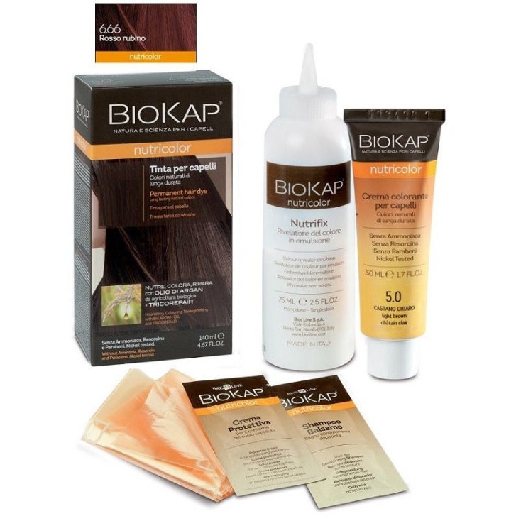 Biokap Nutricolor Tinta per Capelli 6.66 Rosso Rubino con Olio di Argan 140ml - Bios Line Biokap Nutricolor Tinta per Capelli 6.66 Rosso Rubino con Olio di Argan 140ml - Bios Line