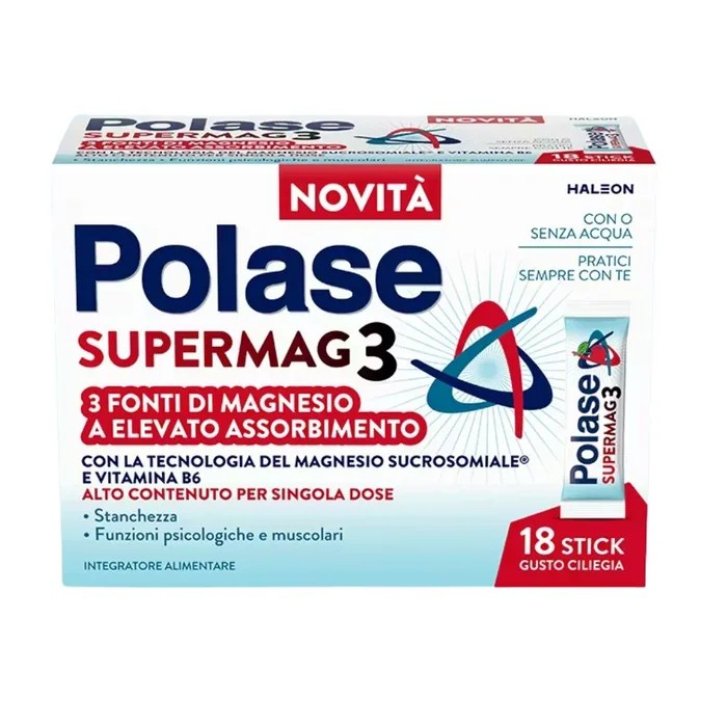 Polase Supermag3 Integratore Alimentare con 3 Fonti di Magnesio e Vitamina B6 18 Stick - Polase Polase Supermag3 Integratore Alimentare con 3 Fonti di Magnesio e Vitamina B6 18 Stick - Polase