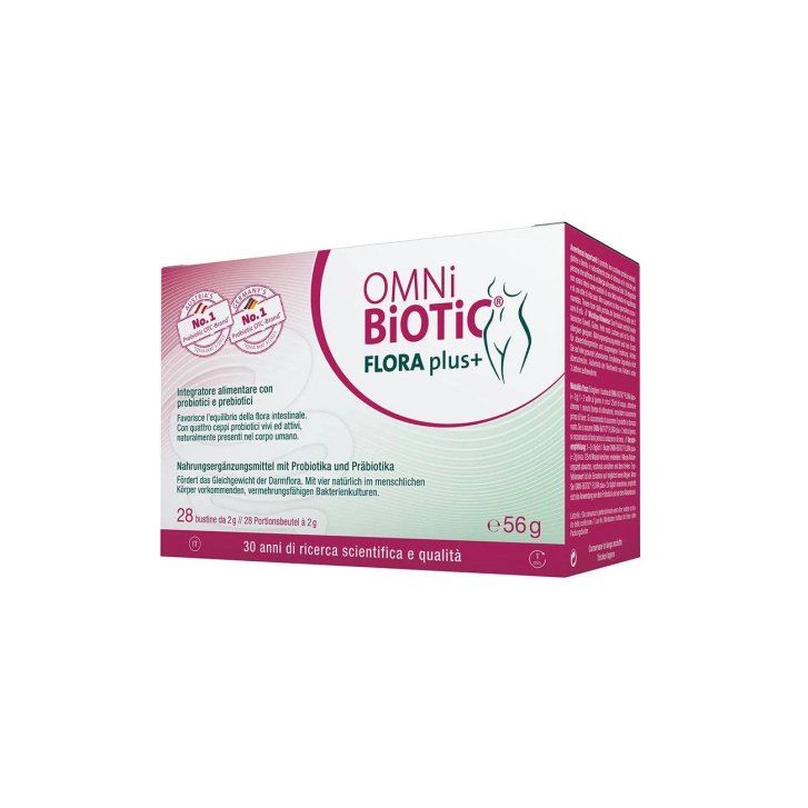 Omni Biotic Flora Plus+ Integratore Probiotici e Prebiotici 28 Bustine da 2 g - Institut Allergosan GmbH