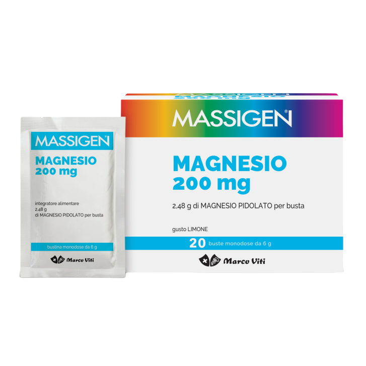Massigen Magnesio Pidolato Integratore per Affaticamento e Funzione Muscolare 20 Bustine - Massigen