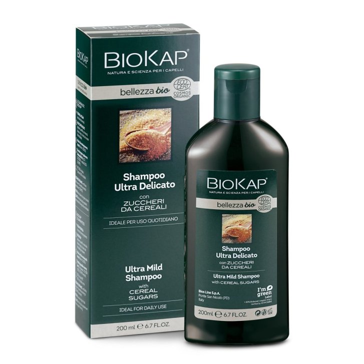 Biokap Bellezza Bio Shampoo Ultra Delicato con Zuccheri da Cereali e Noci Verdi 200 ml - Biokap